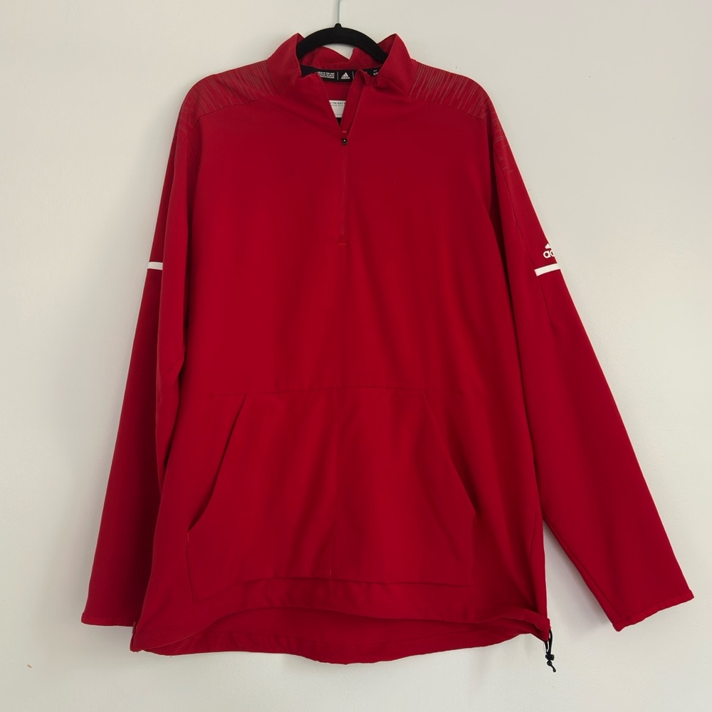 Adidas Bold Red Pullover with Quarter-Zip